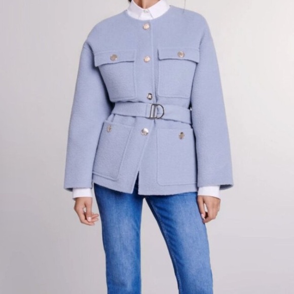 Maje Light short belted Coat - Picture 7 of 8